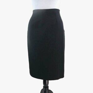 Vintage Worthington Size 16 Wool Blend Pencil Skirt Black High Waist Pockets